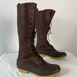 LL Bean Maine Hunting Shoe Men’s Tall Brown Leather Duck Boot Size 7 women’s 8.5